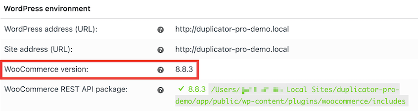 WooCommerce version