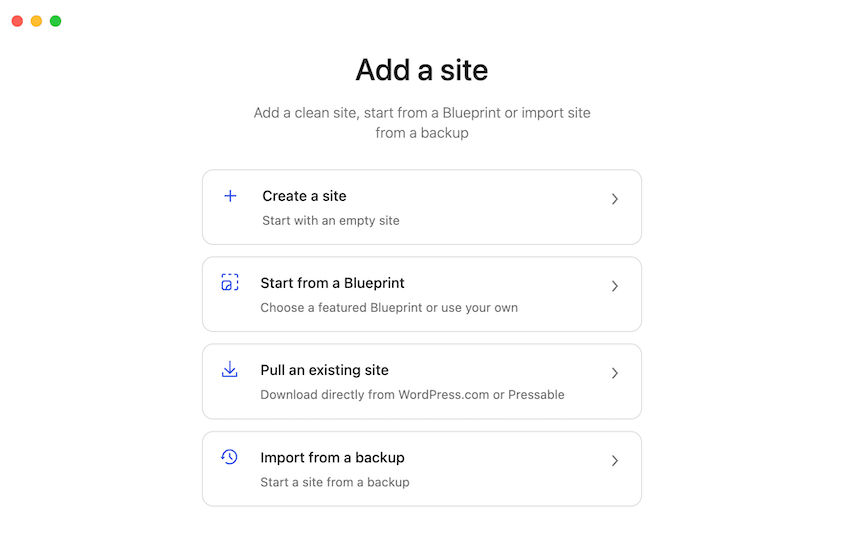WordPress Studioサイトを追加