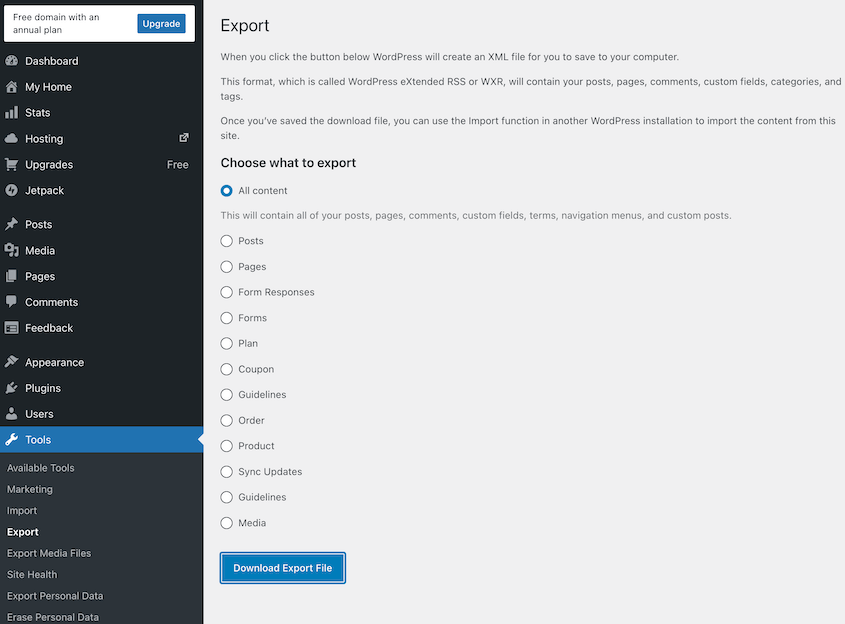 WordPresscom-Export - Duplicator WordPress.com export