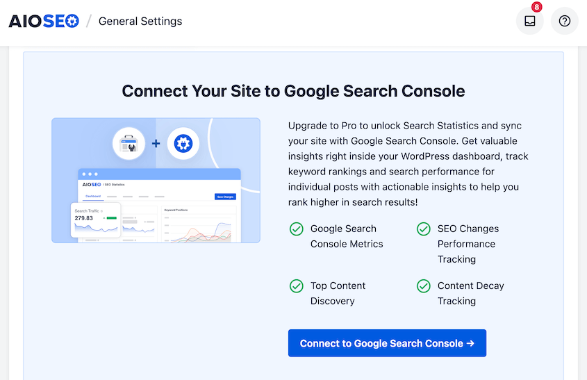 Connect AIOSEO with Google Search Console