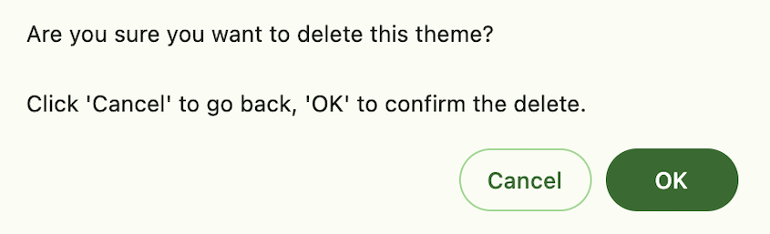 Confirm theme deletion