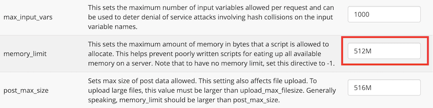 Increase memory limit