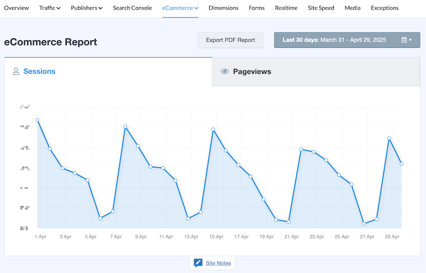 MonsterInsights e-commerce report