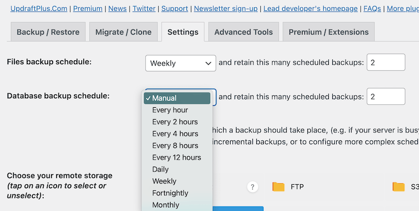 UpdraftPlus automatic backups