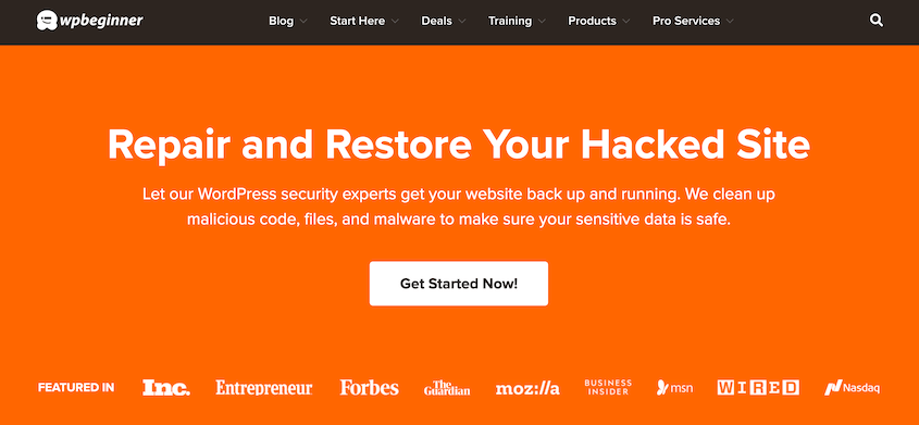 WPBeginner Pro hacked site repair service