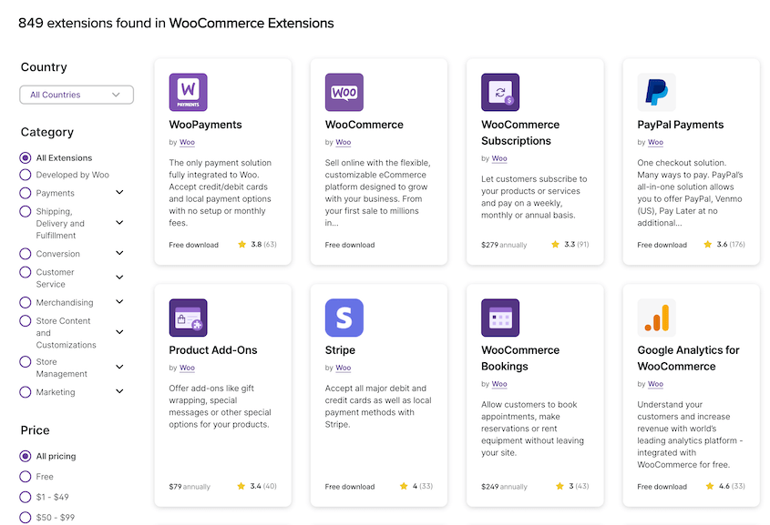 WooCommerce extensions