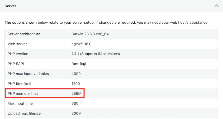 WordPress PHP memory limit