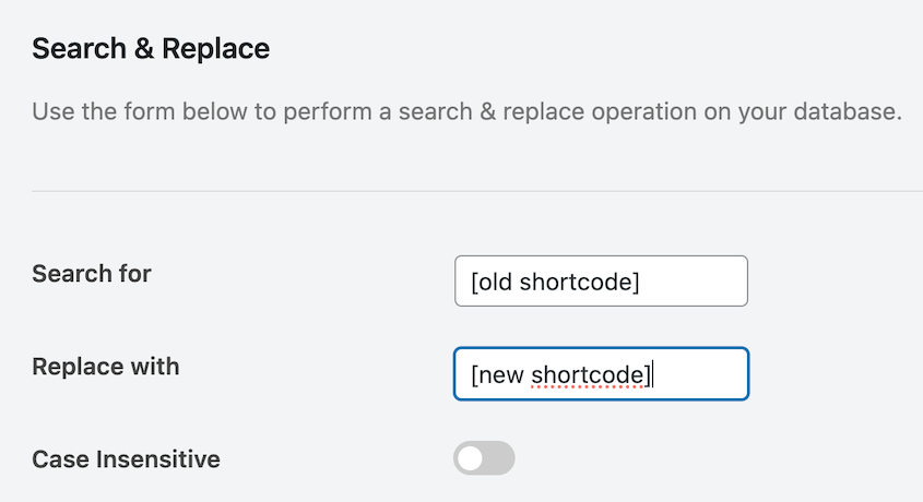 Search and replace shortcodes