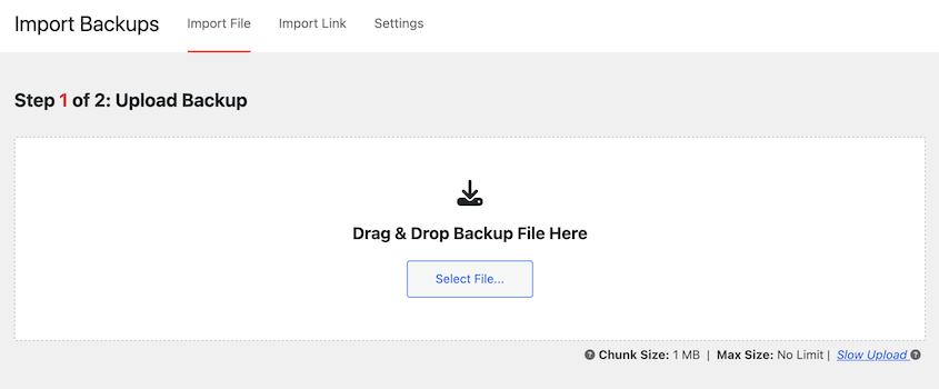 Import a backup with Duplicator