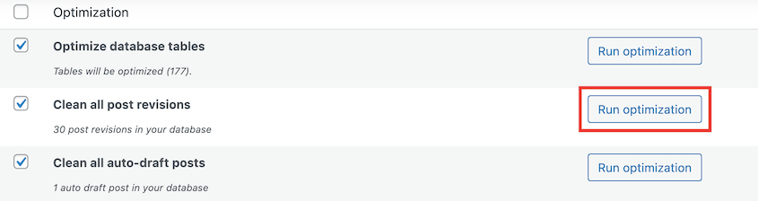 Cleaning up WordPress revisions with WP Optimize