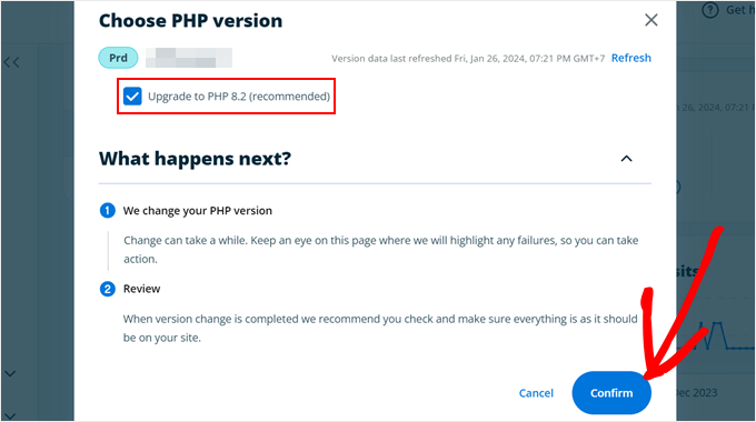 WP Engine change PHP version