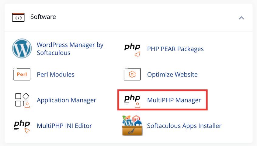 cPanel MultiPHP Manager