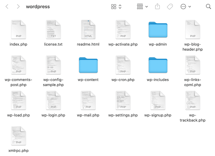 Downloaded WordPress folder