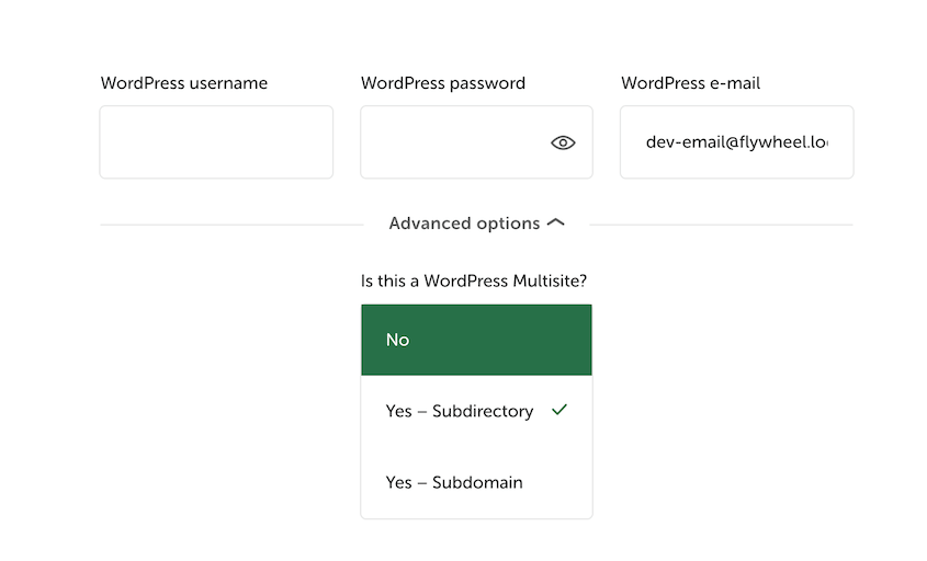 LocalWP multisite option