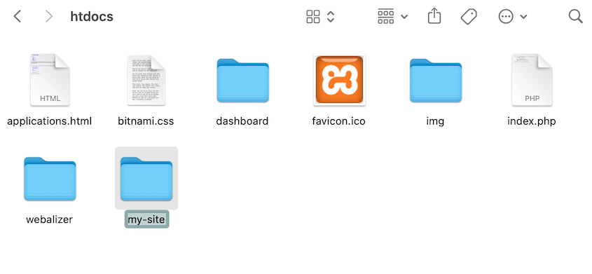 XAMPP new site folder