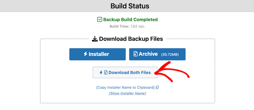 Download Duplicator Lite backup