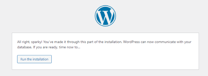 Run WordPress installation