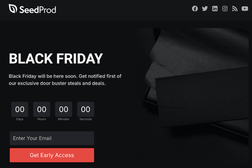 SeedProd Black Friday landing page