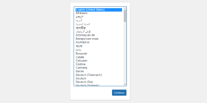 Select WordPress language