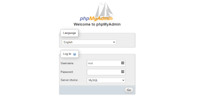 phpMyAdmin WAMP login