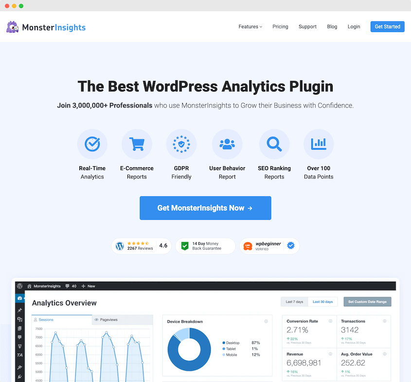 MonsterInsights website