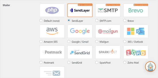 Select SendLayer as WP Mail SMTP mailer