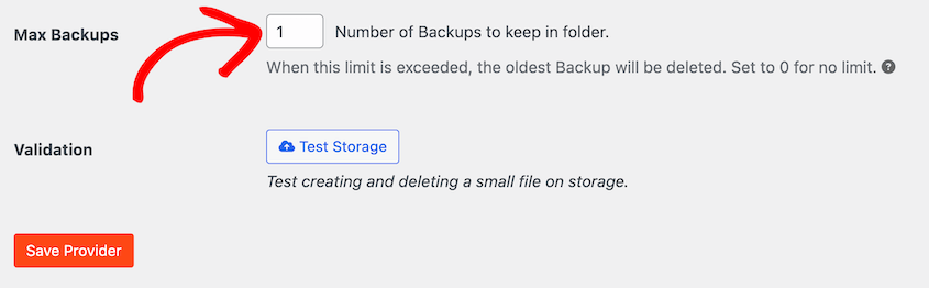 One maximum backup in storage