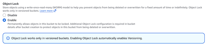 Activer le verrouillage des objets sur S3