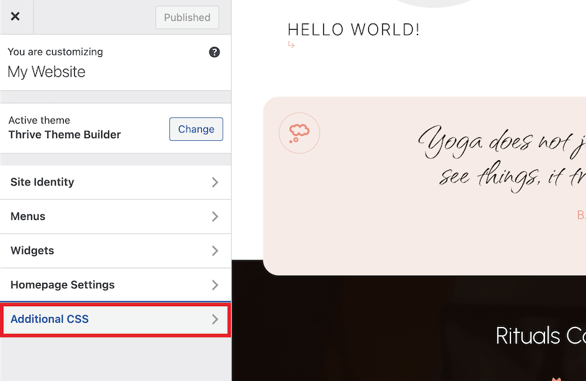WordPress Customizer Additional CSS