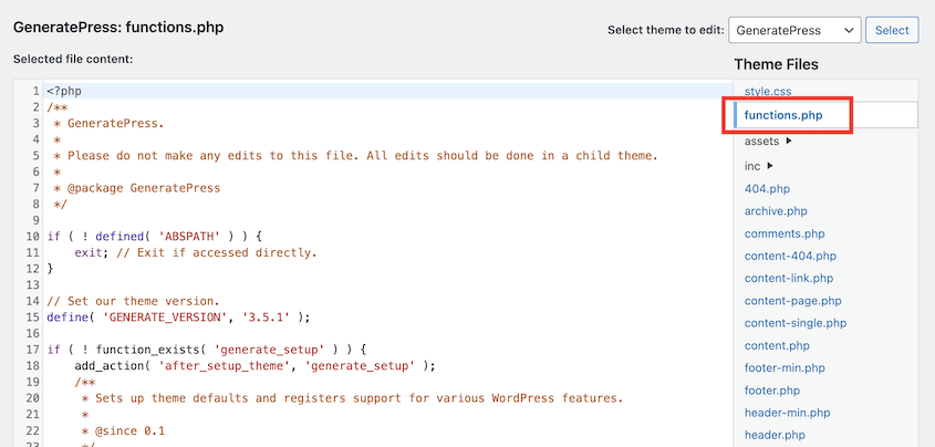 Theme functions file in WordPress