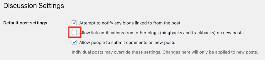 Disable pingbacks and trackbacks
