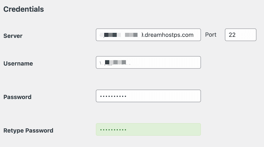Duplicator FTP connection