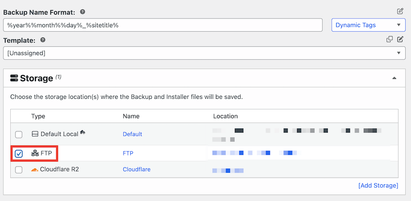 FTP backup