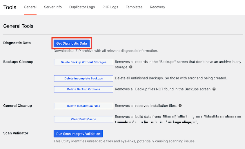 Download Duplicator backup logs