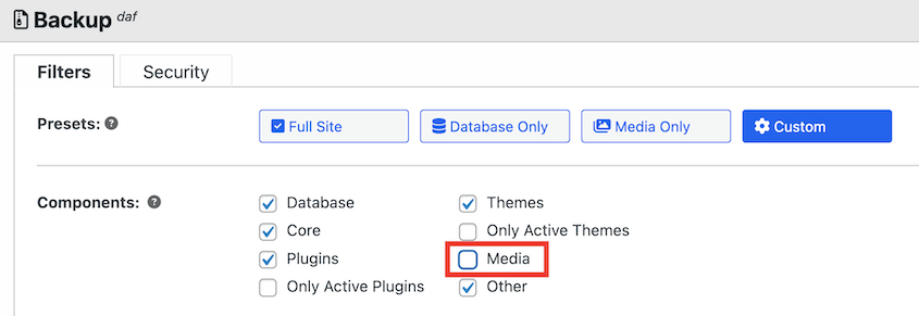 Exclude media library from backup