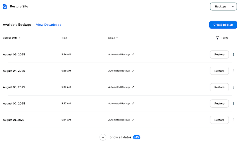 Restore DreamHost daily backup