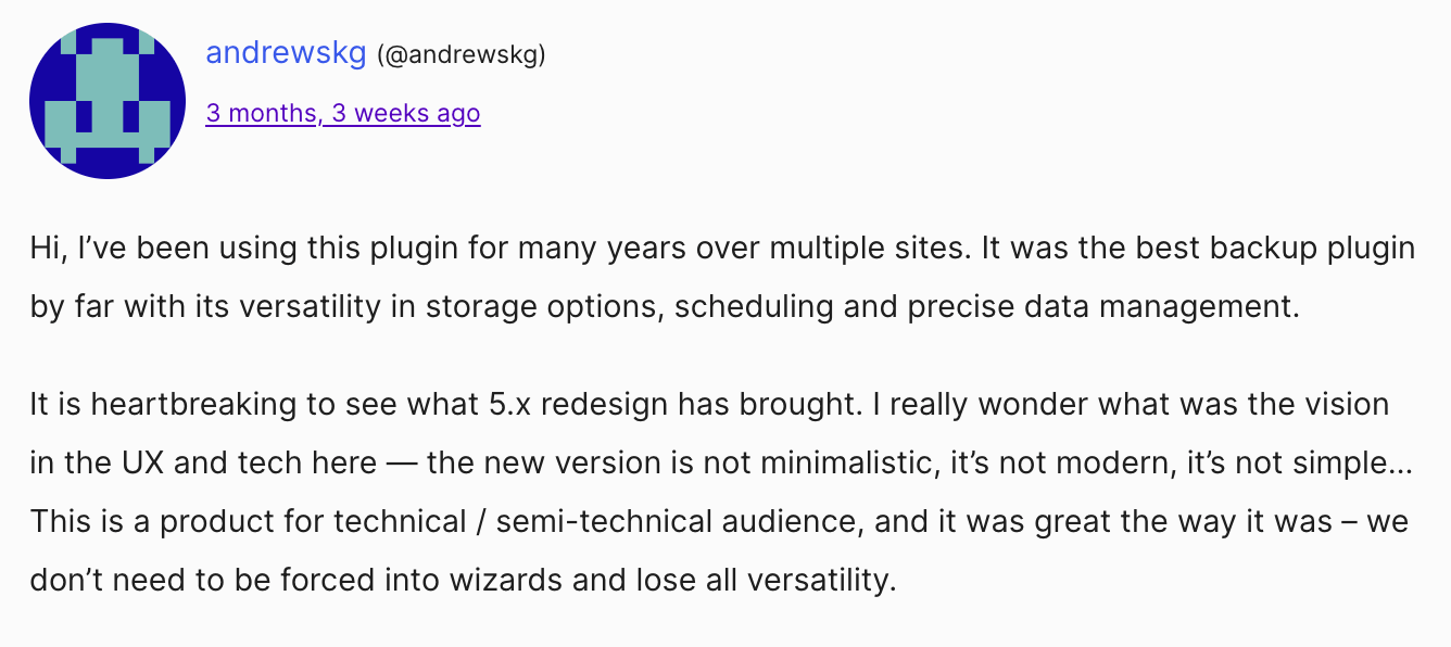 BackWPup negative review