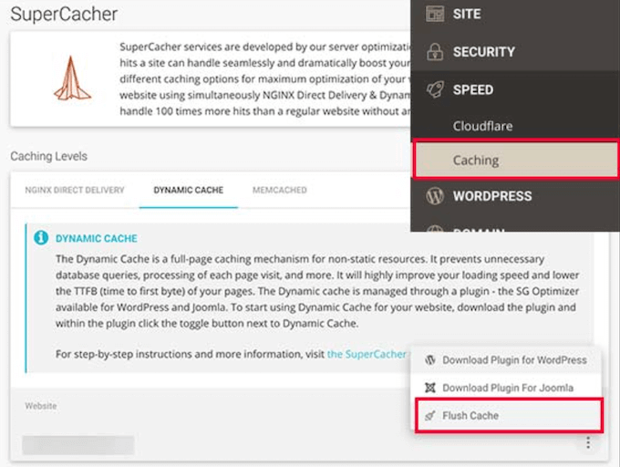 Clear SiteGround cache