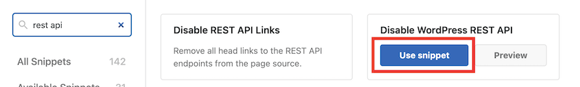 Disable REST API with WPCode