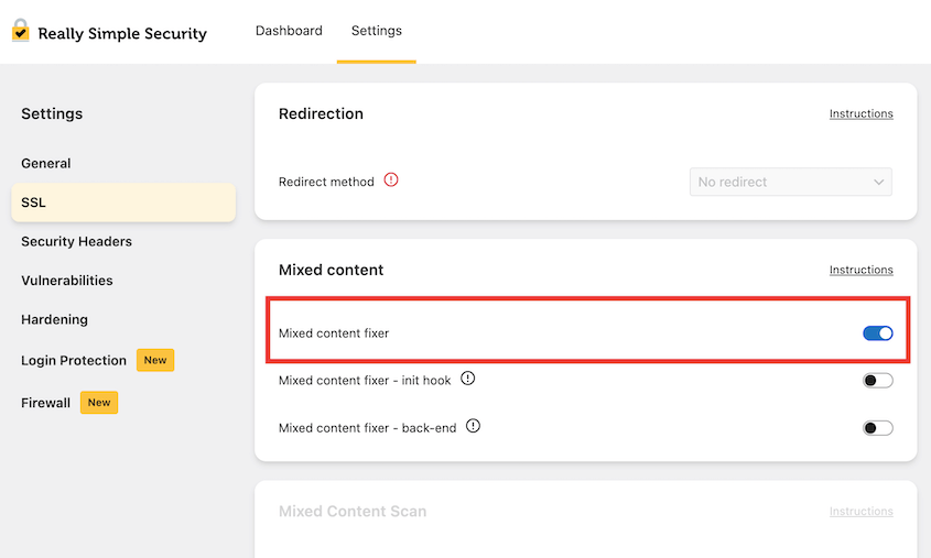 Really Simple Security mixed content fixer