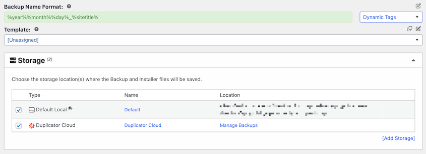 Multiple-Backup-Storage - Duplicator Select multiple backup storage locations
