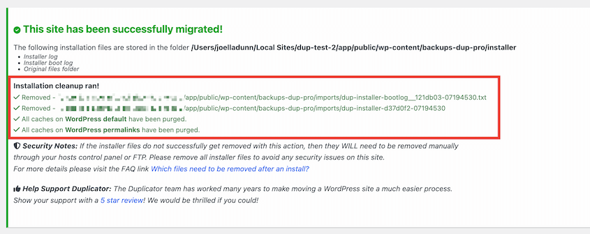 Post-Migration-Cleanup - Duplicator Duplicator post-migration cleanup