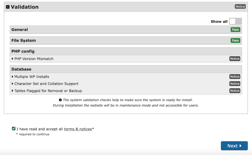 Validate subdomain migration