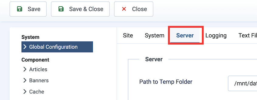 Joomla server settings