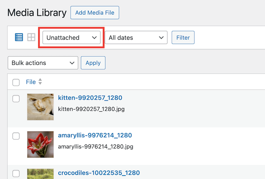 Unattached media files