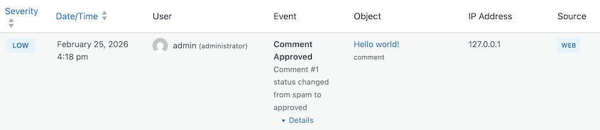 Activity-Log-Comment-Status - Duplicator Activity Log comment status