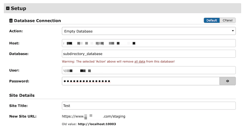 Connect to subdirectory database