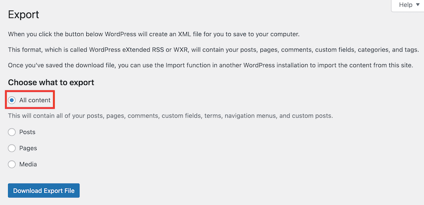Export-All-Content - Duplicator Export all WordPress content