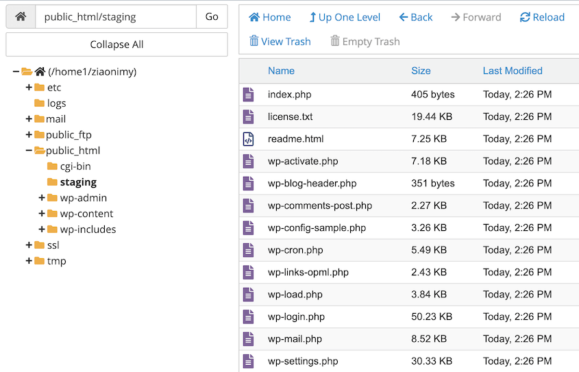 Install WordPress in a subdirectory