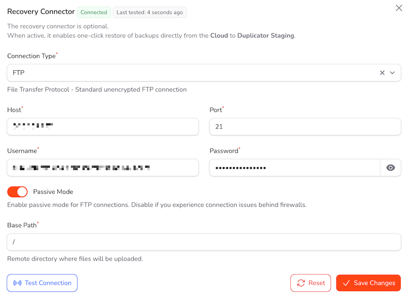 Duplicator Cloud recovery connector